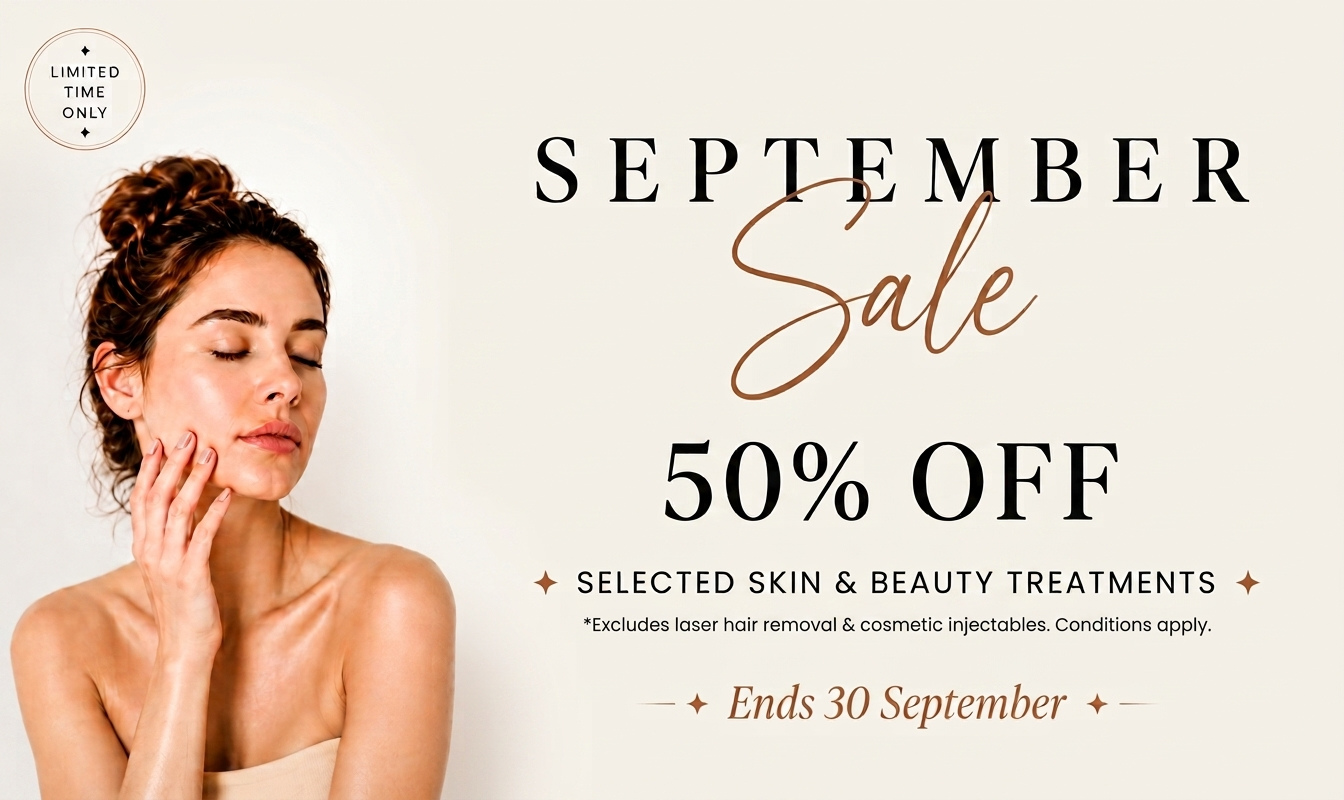 September Sale at Plush Laser Clinic Burwood: 50% off selected skin and beauty treatments, ends 30 September. Excludes laser hair removal and cosmetic injectables.